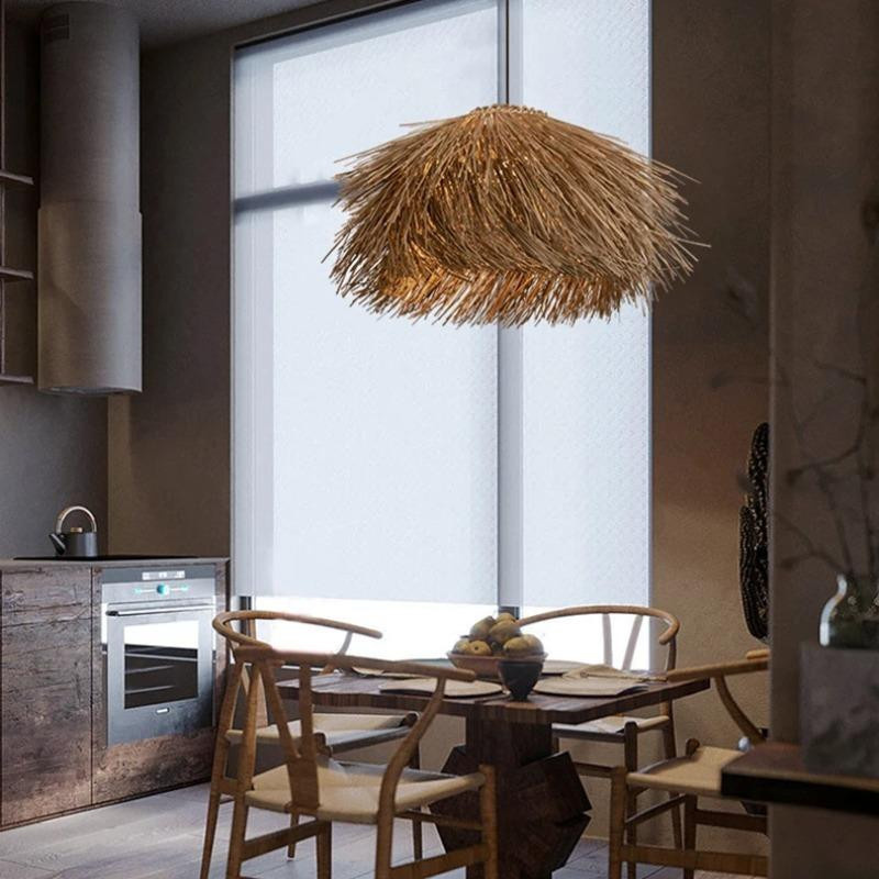 Yuda Lighting Handgewebte Rattan-Hängelampe in Braun mit Durchmesser: 40 cm - Bild 4
