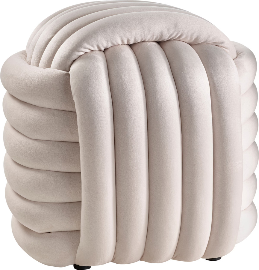 Hocker von Heine Home in Ecru/Beige mit Samtbezug und Holzgestell, B/T/H: 45 x 42 x 45 cm - Bild 2