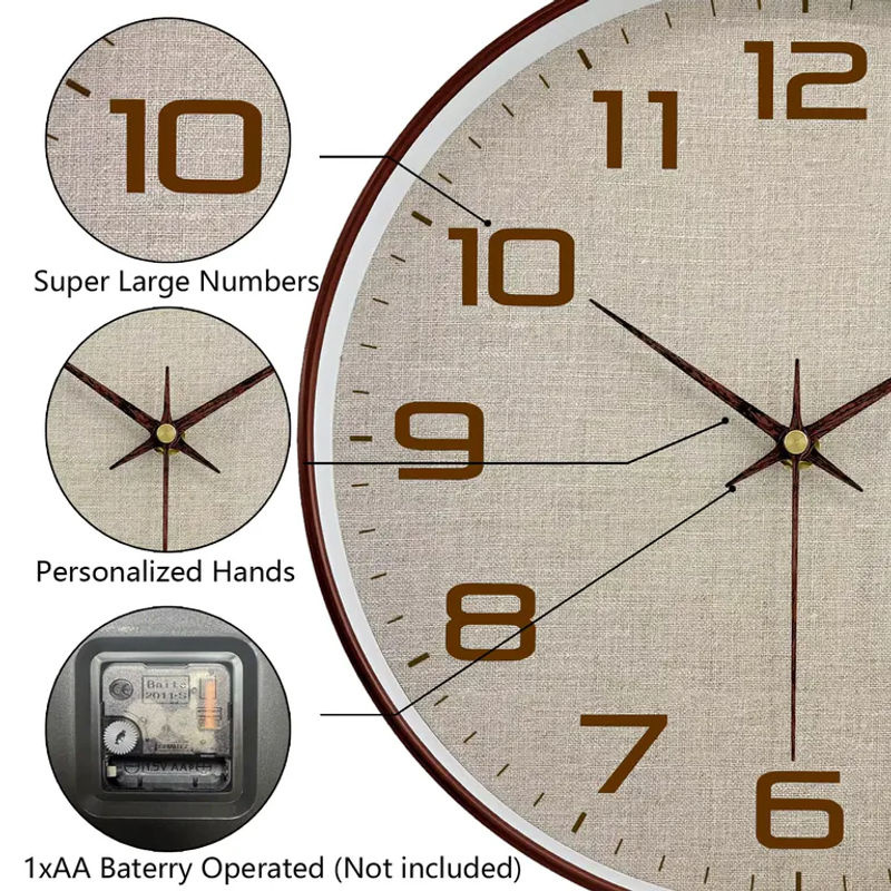 Mabpedo Wanduhr Vintage Analog Rund mit Glas und geräuschlosem Mechanismus in Weiß oder Schwarz - Bild 3