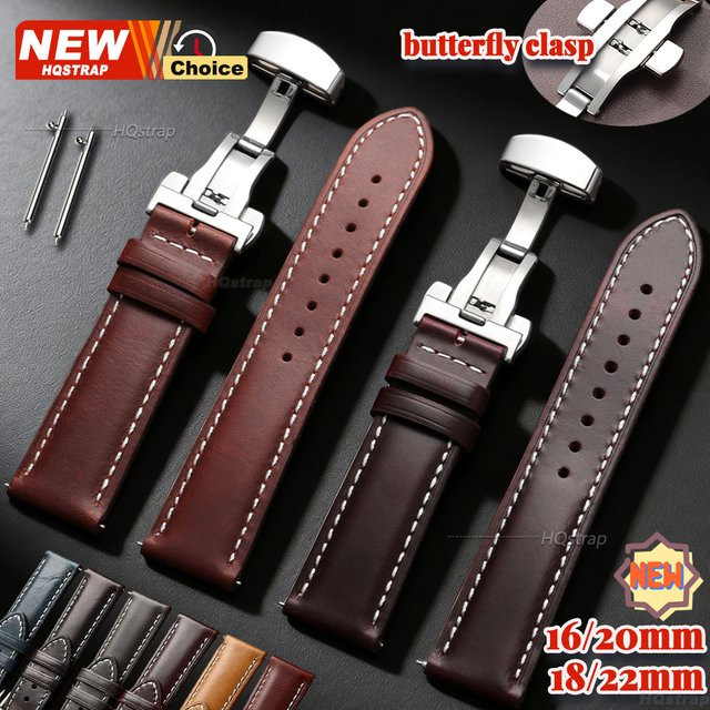 HQstrap Smartwatch Echtleder-Armband, Schmetterlingsschließe, Unisex - Bild 1