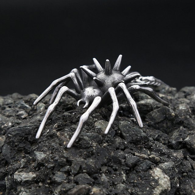 NORTHMAN Anhänger Spinne, Edelstahl, Silber, Unisex, Vintage - Bild 1