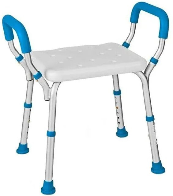 Costway Duschhocker Blau mit höhenverstellbaren Beinen und rutschfester Sitzfläche, Tragkraft 100 kg - Bild 1