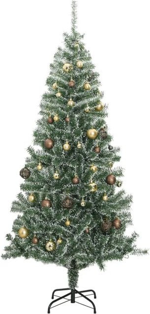vidaXL Künstlicher Weihnachtsbaum mit 300 LEDs und Kugeln, beschneit, Grün, Höhe: 210 cm - Bild 1