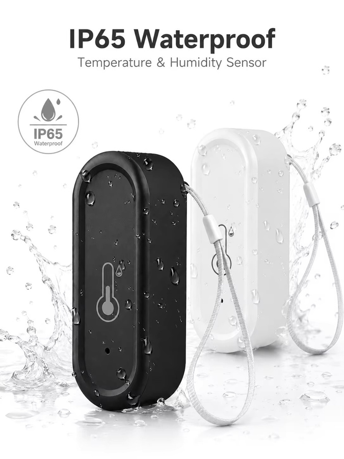 Tuya WiFi Temperatur- und Feuchtigkeitssensor IP65 Wasserdicht mit APP Fernüberwachung und Google Home Kompatibilität in Multicolor - Bild 1
