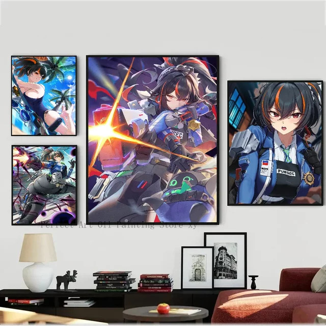 Zhu Yuan Zenless Zone Zero Spiel Poster Papierdruck für Wohnzimmer und Schlafzimmer in Mehrfarben - Bild 1