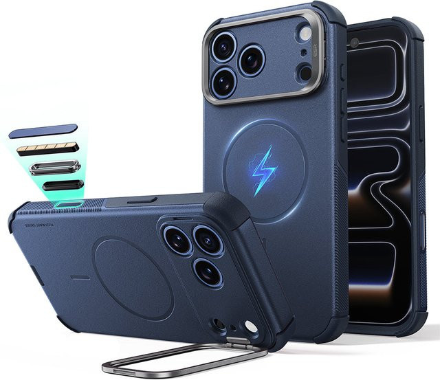 ESR MagSafe Cyber Armor Hülle mit Kickstand für Apple iPhone 18 Pro Max und iPhone 17 Pro Max, Blau - Bild 1