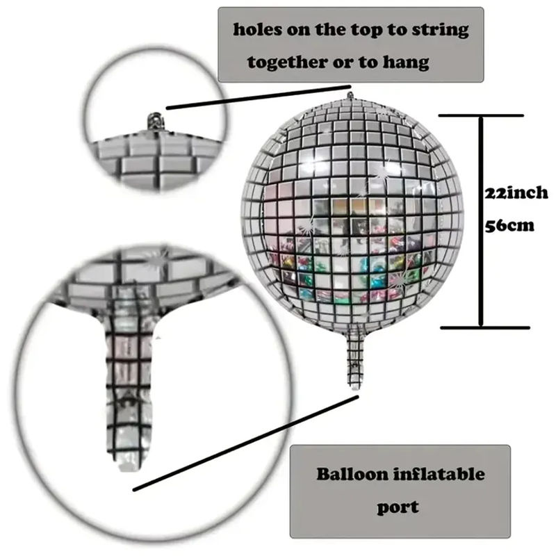 6 Stück Potdemiel Disco-Kugel Folienballons in Silber, 22 Zoll 4D Metallische Ballons für Geburtstag und Hochzeit - Bild 5