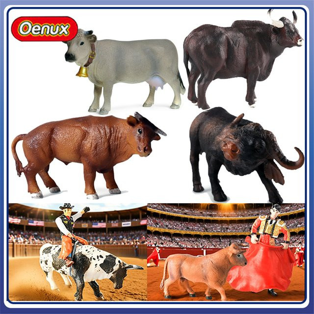 Oenux Stierkampf-Szenen-Sets, Rinder-Tiermodell, Texas Longhorn Bulle, Büffel, Kuh - Bild 1