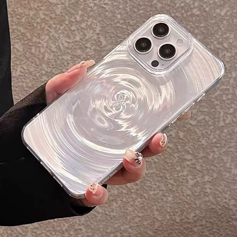 AKABEILA Handyhülle mit Ripple Vortex Textur für iPhone 11 bis iPhone 17 Pro Max, stoßfeste Bumper Soft Cover, transparent - Bild 2