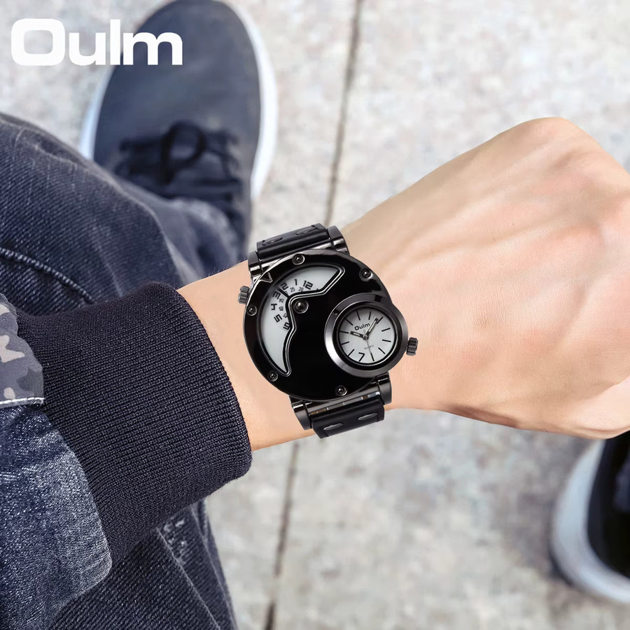 Oulm Armbanduhr Quarz, Leder, Schwarz, Herren - Bild 2