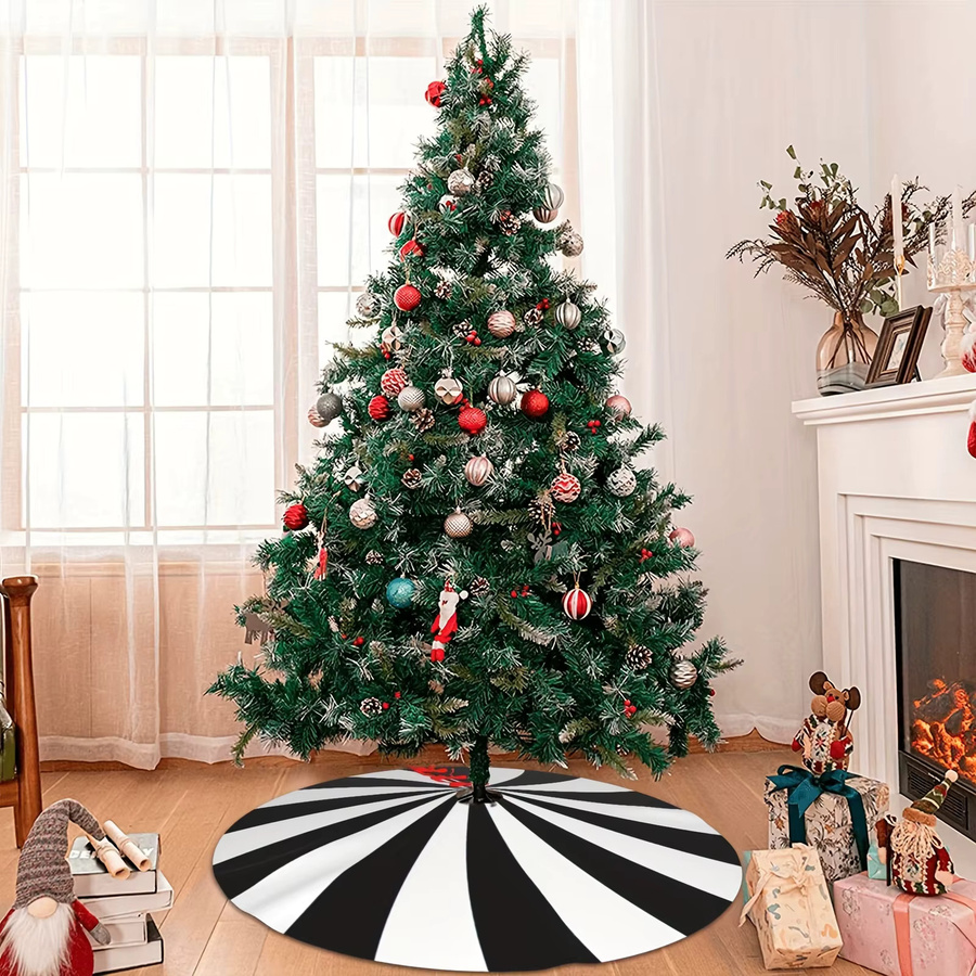 VIKAMA Weihnachtsbaum-Kleid in Schwarz-Weiß mit geometrischem Streifenmuster zur festlichen Heimdekoration - Bild 3