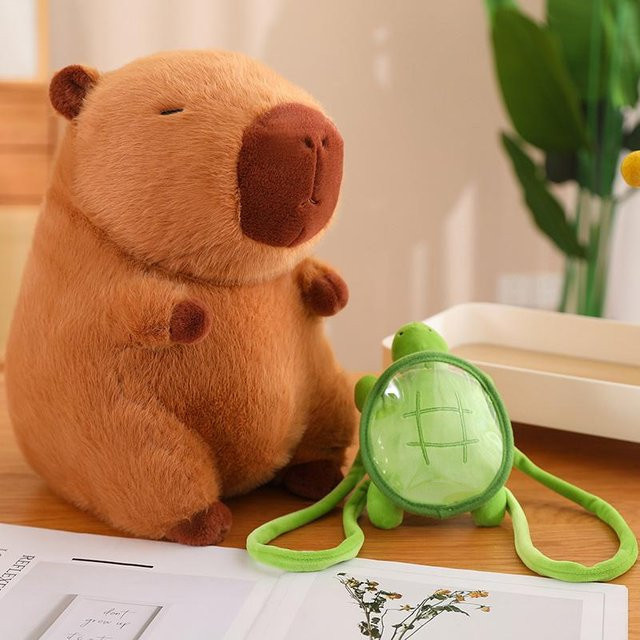Yiran Health & Beauty Capybara Schildkröten Rucksackpuppen, Plüschtiere, 25cm, ab 0 Jahren - Bild 1