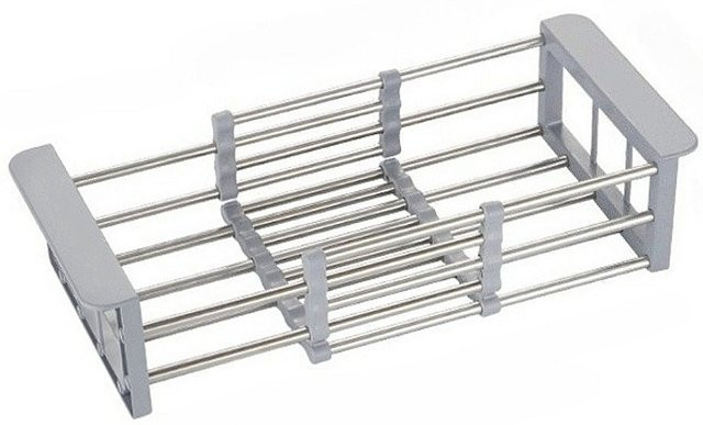 FEB.WIND Multifunktionales Abtropfgestell aus Edelstahl in Silber und Grau, erweiterbares Küchenspüle-Organizer für Obst und Gemüse - Bild 1