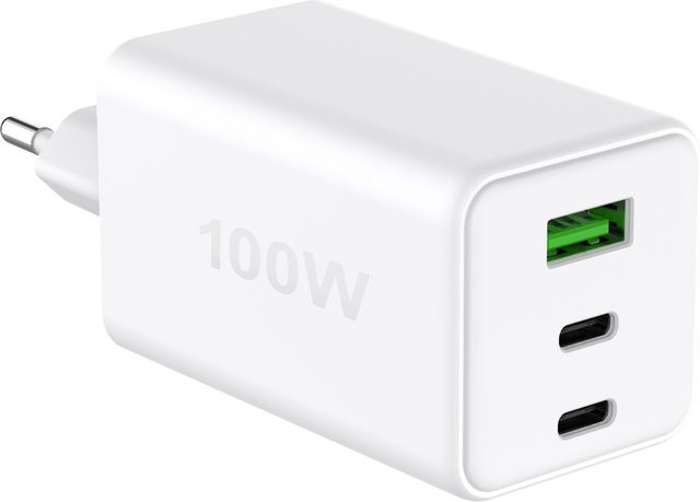 Fontastic Netzteil GAN 100W in Weiß mit 2 x Typ-C und USB-A Anschlüssen - Bild 1