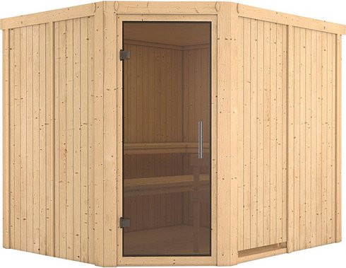 Karibu Sauna Haapsalu für 4 Personen aus Fichtenholz in Beige - Bild 1