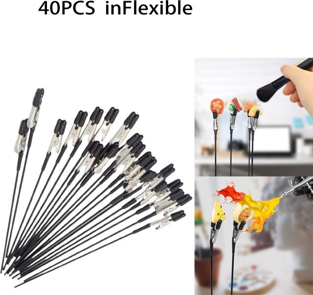 40 Stück Alligator Clip Sticks in Schwarz für Modellbau und Airbrush-Lackierung - Bild 1