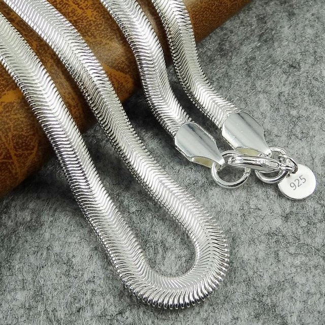 Schlangenketten-Halskette 925 Silber, 6 mm, 40 cm, grau, Unisex - Bild 1