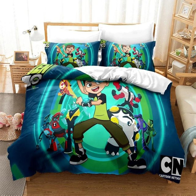 Ben10 Bettwäsche-Set mit 3D Cartoon Design von Binchi Outdoor Product, Blau, B/H: 140 x 210 cm - Bild 1