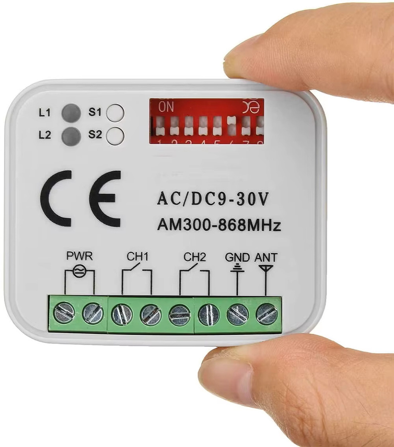 Universal Garagentor Fernbedienung Empfänger mit 2 CH Controller für 433 MHz und 868 MHz, Frequenzbereich 300-900 MHz, Farbe: Weiß - Bild 2