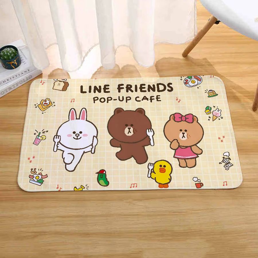 L-Lines Friends B-Brown Bear Saugfähige Bodenmatte in Braun für Badezimmer, Küche und Eingangsbereich - Bild 3
