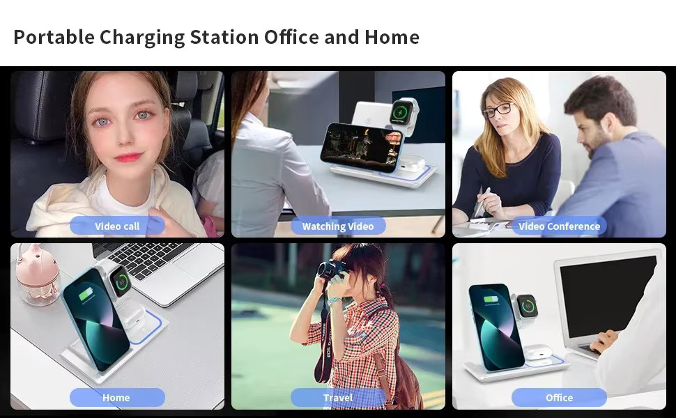 Magnetischer 3-in-1 kabelloser Ladeständer, faltbare Schnellladestation für iPhone 12-16 Pro Max, Apple Watch S2-S10 SE Ultra und AirPods 3 4 Pro - Bild 4