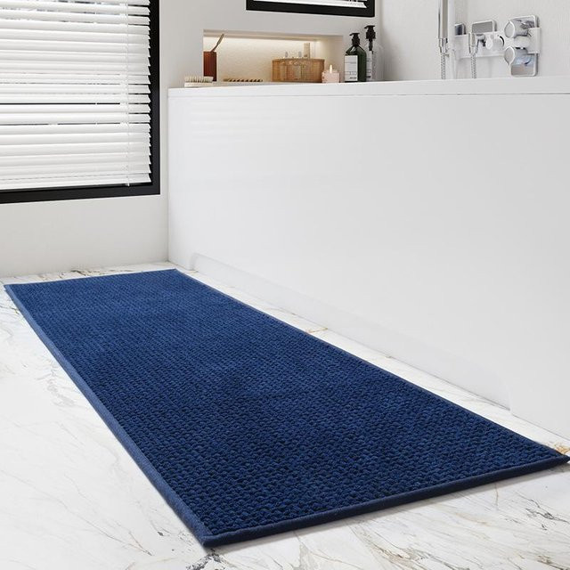 Rutschfeste Badematte Lodestar aus Chenille in Blau, B/T: 60 x 40 cm - Bild 1