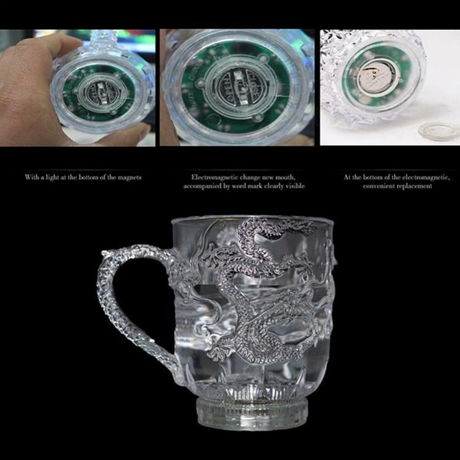 LED-Drachenbecher mit magischem Farbwechsel und Lichteffekt, wasseraktiviert, transparent für Bier, Wein oder Whisky - Bild 2