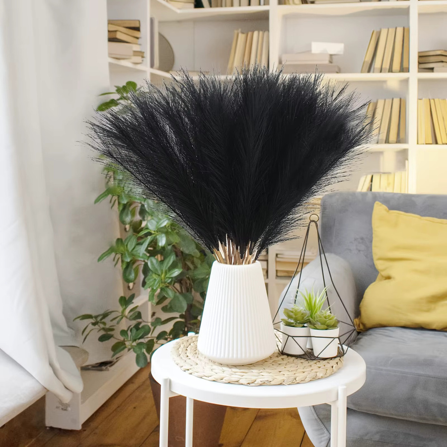 Uflower Künstliches Pampasgras in Schwarz, Flauschiges Faux-Boho-Dekor für Vasen, Hochzeiten und Partys - Bild 5