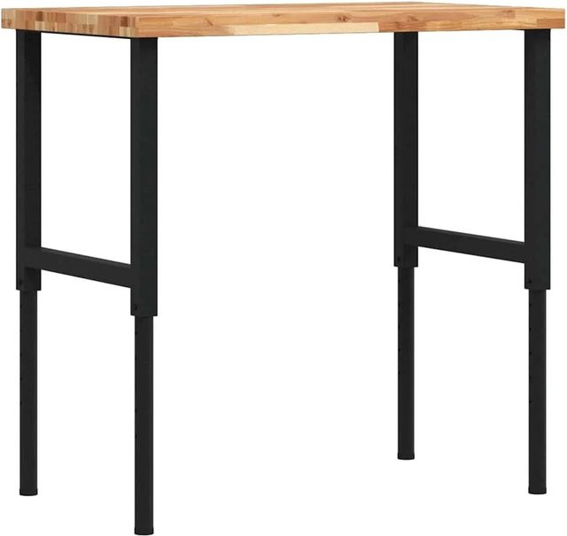 vidaXL Werkbank aus Akazienholz und pulverbeschichtetem Metall, Braun-schwarz, B/T/H: 100 x 60 x 73-99,5 cm - Bild 1