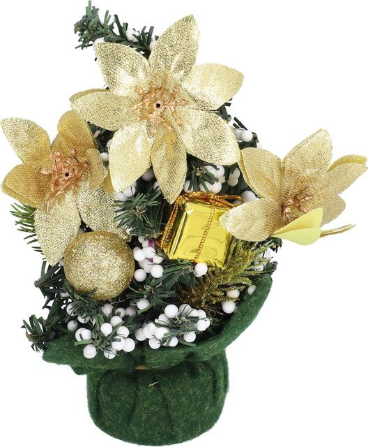 CosyHome Mini Weihnachtsbaum für den Schreibtisch in Beige und Gold - Bild 1