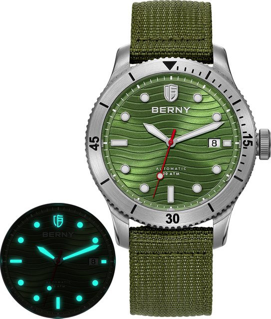 BERNY Taucheruhr, Automatik, Edelstahl, Saphirglas, 20 ATM, Herren - Bild 1