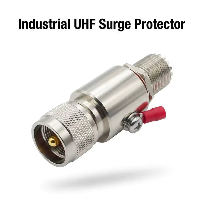 AEVYVKV UHF-Überspannungsschutz mit SO239 Buchse auf PL259 Stecker, 50 Ohm Gasentladung für WLAN-Funkgeräte, Silber - Bild 2