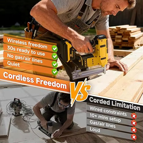 DeWalt 2-in-1 Akku-Nagelpistole für 20 V und 18 V Batterien, elektrischer Nagler für Gerade- und N-Form, Gelb - Bild 5