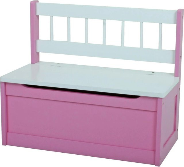 DELUKE Kinder-Truhenbank EMIL 2er-Set aus Holz in Pink und Weiß mit Stauraum, Spielzeugtruhen für das Kinderzimmer, B/T/H: 50 x 60 x 30 cm - Bild 1