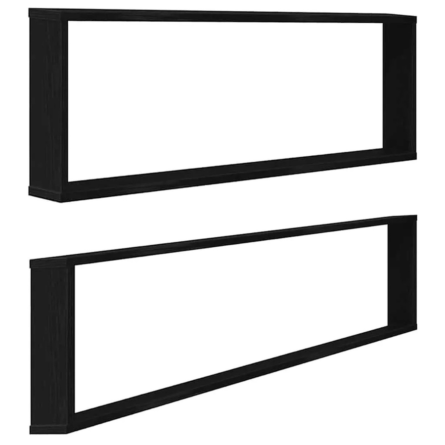 vidaXL Würfelregale 2er Set in Schwarz und Eichen-Optik, wandmontiert, B/H/T: 100 x 30 x 15 cm - Bild 2