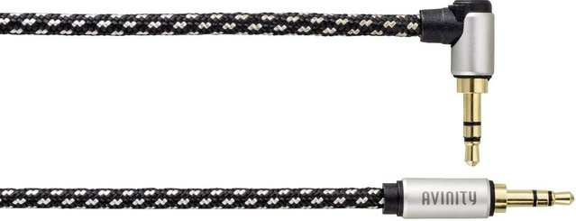 Avinity Stereo-Audiokabel mit 3,5-mm-Klinkensteckern und 90-Grad-Winkel, schwarz, Länge: 0,5 m - Bild 1