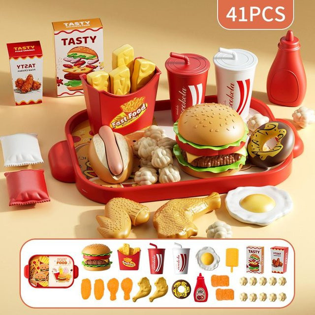 Yiran toy Kochraum Spielzeug-Set Simulation Hamburger Pizza Pommes ab 0-3 Jahre - Bild 1