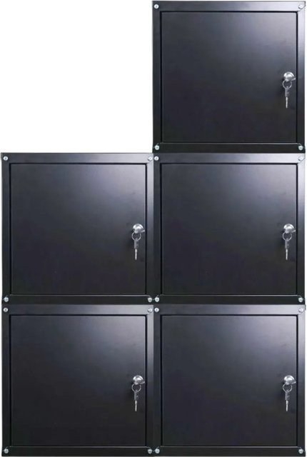 PROREGAL Cubic Schließfachwürfel Set aus Stahlblech, 5 Stück, Schwarz, H x B x T: 35 x 35 x 35 cm - Bild 1