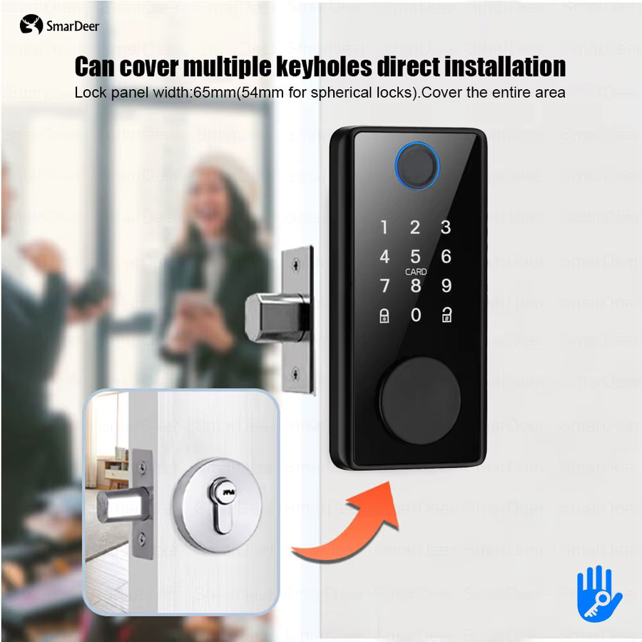 SmarDeer Elektronisches Smart Lock mit TTLock App-Steuerung, Fingerabdruck und Fernbedienung, Digitaler Riegel in Schwarz - Bild 2