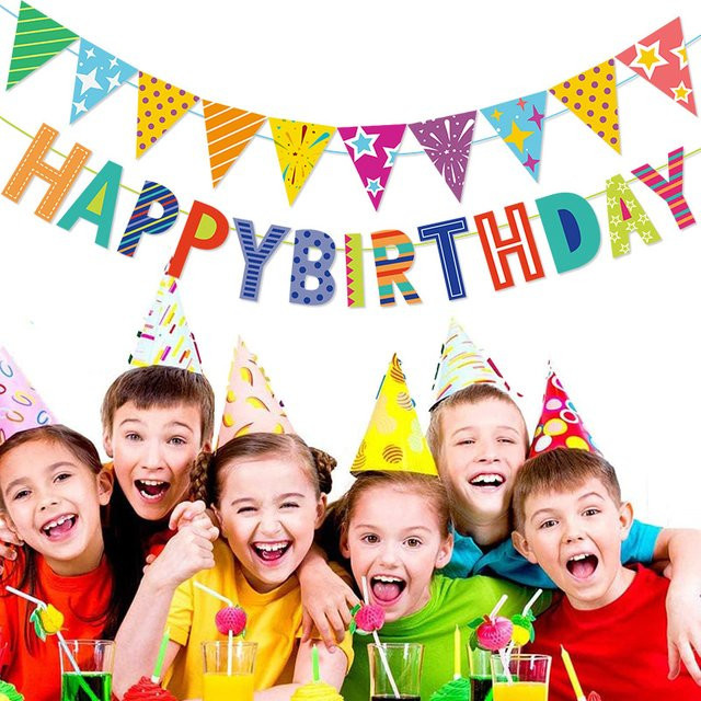 Buntes Papier-Dreiecksbanner Alles Gute zum Geburtstag für Kindergeburtstage in Multicolor - Bild 1