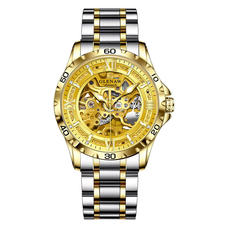 Glenaw's Armbanduhr, Automatik, Edelstahl, Gold, Herren - Bild 4