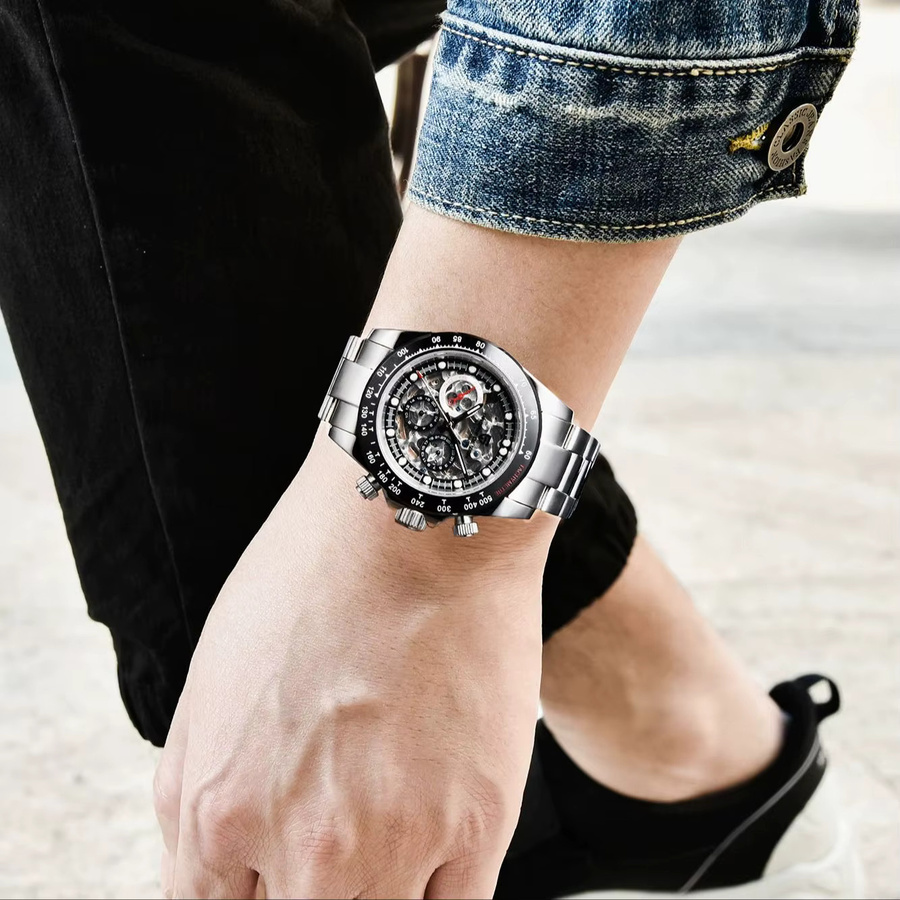 PAGANI DESIGN Automatik-Armbanduhr, Edelstahl, Schwarz, Saphirglas, Herren - Bild 2