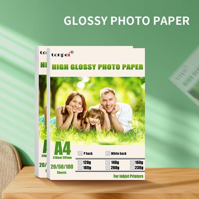 Tonpei A4 Fotopapier für Tintenstrahldrucker, glänzend, weiß, 200 g/m², 20 Stück - Bild 1