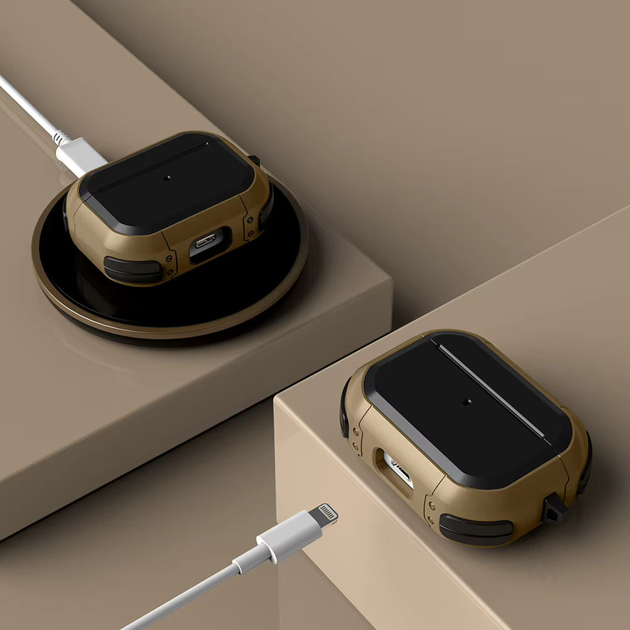 Silikon Schutzhülle für Apple AirPods Pro 1 und 2 sowie AirPods 3 in Gelb mit Schlüsselbund - Bild 2