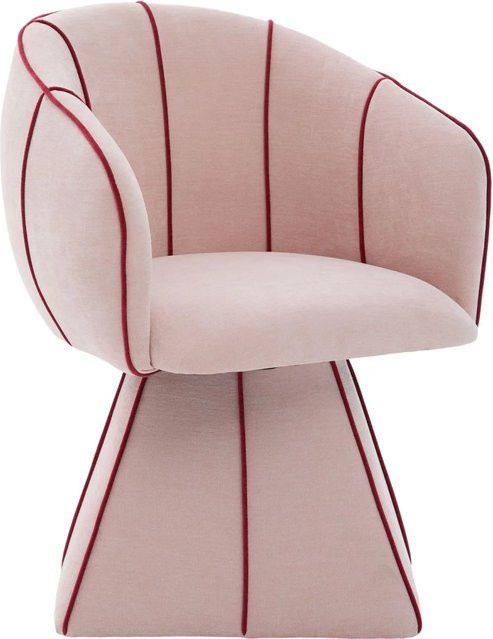 PXloue Drehsessel mit hoher Rückenlehne aus Chenille in Rosa - Bild 1