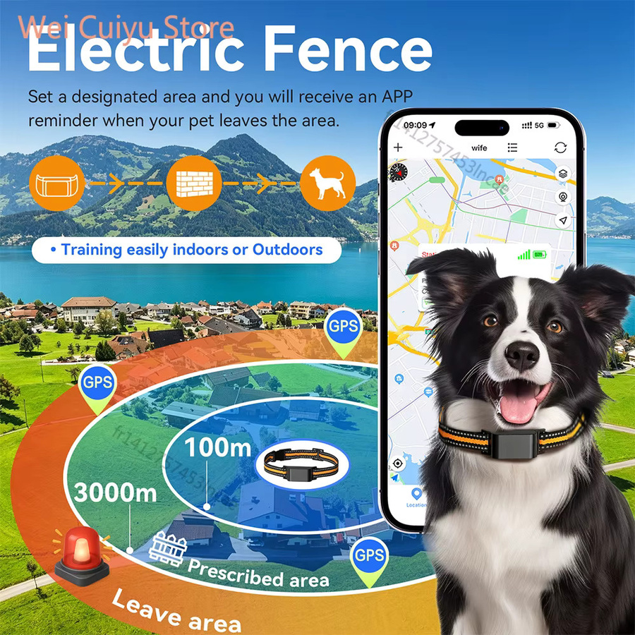 NUOYING GPS-Tracker-Halsband für Katzen und Hunde, IP67 wasserdichter Smart Pet Locator mit Echtzeit-WLAN-Standortverfolgung in Schwarz - Bild 3