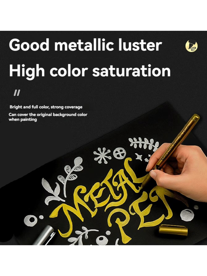 Haile Metallische Farbmarkierungsstifte mit Pinselspitze in Gold und Silber, wasserfeste permanente Kunstmarker für Manga, Scrapbooking und Bastelarbeiten - Bild 5