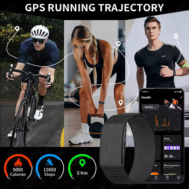 LIGE AI Gesundheits-Blutdruckmessgerät Smart-Armband mit Anruf-Erinnerung, GPS-Tracking und Sport-Funktionen für Männer und Frauen in Schwarz und Pink - Bild 3