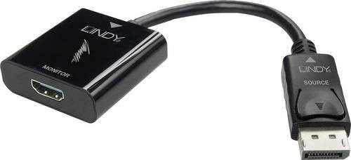 Lindy 41068 4K DisplayPort auf HDMI Adapterkabel Schwarz 15 cm - Bild 1