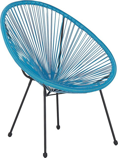 Beliani Cocktailsessel im Boho-Stil aus Rattan und Metall in Blau und Schwarz, B/T/H: 90 x 70 x 87 cm - Bild 1